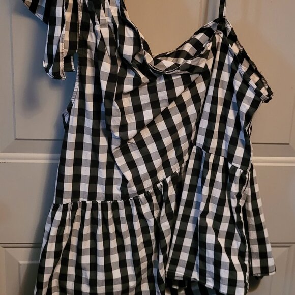 WHO WHAT WEAR Super Cute Black & White Checked Halter Top Misses Size XXL - Picture 4 of 7